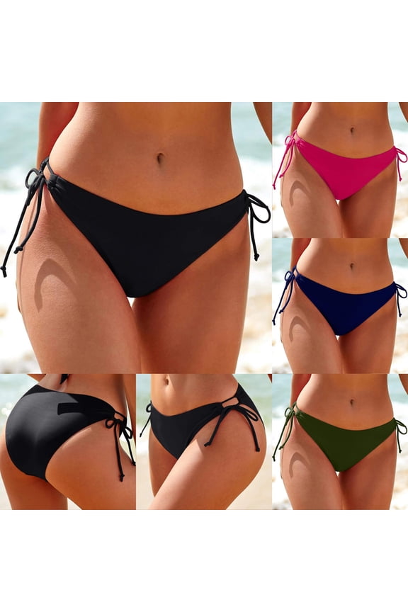 Bikini Bottoms for Women String Bathing Suit Bottom with Moderate Coverage Low Waist Swim Bottom Army Green L