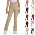thumbnail image 1 of TrendOFT Black Girls' School Uniform Pants Flat Front Skinny Straight Leg Pants Comfortable Stretch Material Fade Resistant Dress Pants 14-15 Years, 1 of 8
