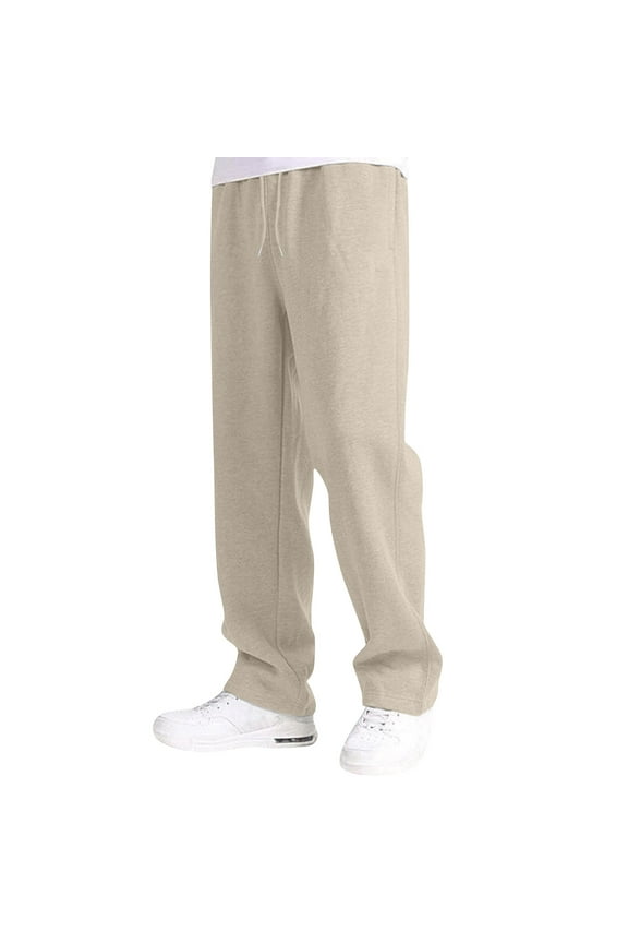 Boys Casual Pants Sweatpants Lightweight Open Bottom Lounge Pants Drawstring Jogger Pants with Pockets Beige 13-14 Years