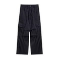 thumbnail image 1 of TrendOFT Boys Girls Cargo Pants Wide Leg Stretchy Elastic Waist Cargo Sweatpants for Kids Casual Straight Leg Parachute Pant with Pockets Black 8-9 Years, 1 of 6