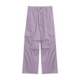 thumbnail image 1 of TrendOFT Boys Girls Cargo Pants Wide Leg Stretchy Elastic Waist Cargo Sweatpants for Kids Casual Straight Leg Parachute Pant with Pockets Purple 8-9 Years, 1 of 6