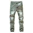 thumbnail image 1 of TrendOFT Boys Fit Cotton Ripped Destroyed Distressed Slim Jeans Kids Stacked Washed Denim Pants Slacks for Boy 4-5 Years Brown, 1 of 2