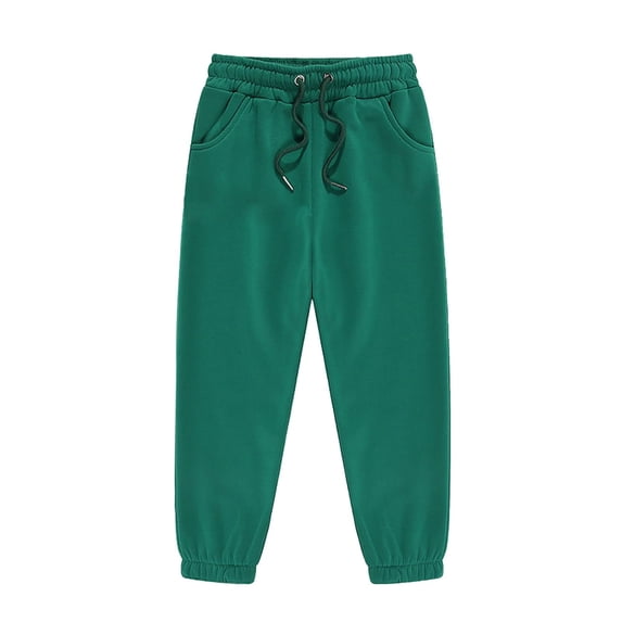 TrendOFT Boys Sweatpants Lightweight Open Bottom Lounge Sweat Pants Drawstring Jogger Pants with Pockets Green