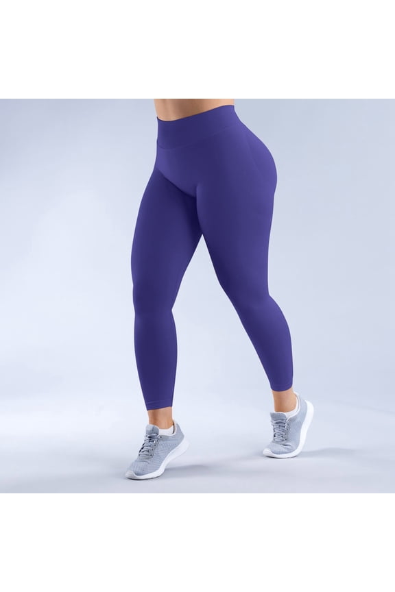 Lifting Leggings for Women Tummy Control High Waisted Workout Gym Seamless Yoga Pants Dark Purple M