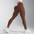 thumbnail image 1 of TrendOFT Lifting Leggings for Women Tummy Control No Front Seam Leggings with Pockets Workout Yoga Brown L, 1 of 5