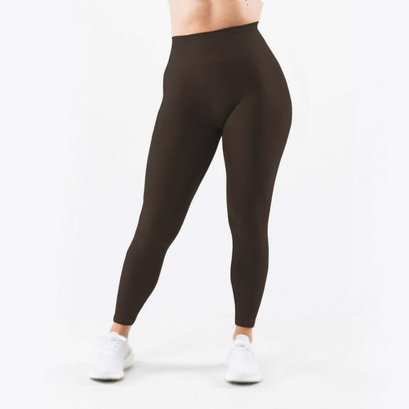 TrendOFT Lifting Tummy Control Leggings for Women No Front Seam Soft Leggings with Pockets Workout Yoga Pants Coffee XL