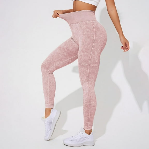 TrendOFT Butt Lifting Workout Leggings for Women No Front Seam Tummy Control High Waist Seamless Gym Yoga Running Leggings Light Pink S