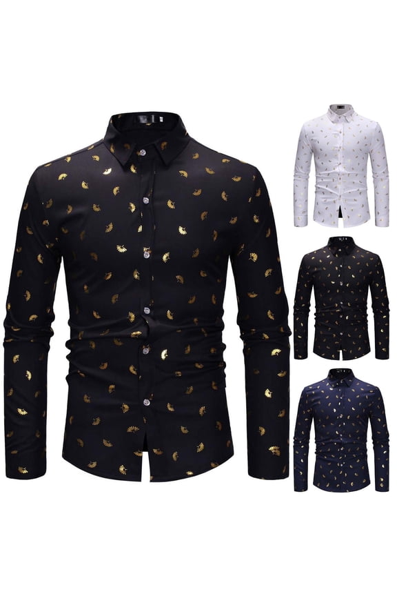 Button Down Shirts For Men Allover Graphic Print High Neck Long Sleeve Button Up Casual Shirt Soft Relax Fit Autumn Indoor Urban Casual Wear Tops Mens Beach Tops Black