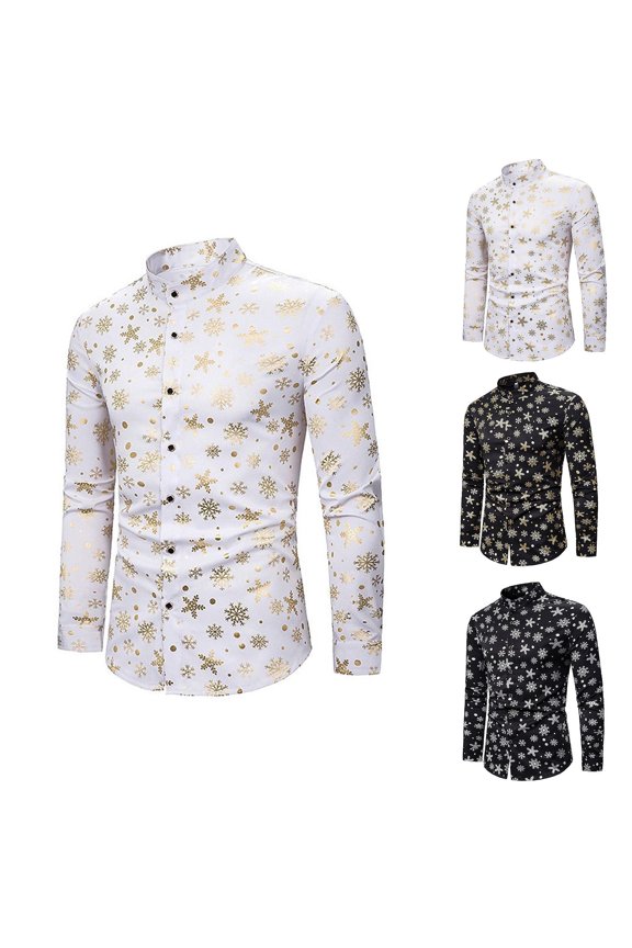 Button Down Shirts For Men Full Graphic Printed High Neck Long Sleeve Button Front Casual Blouse Soft Loose Fit Autumn Spring Indoor Casual Wear Tops Mens Summer Apparel Black