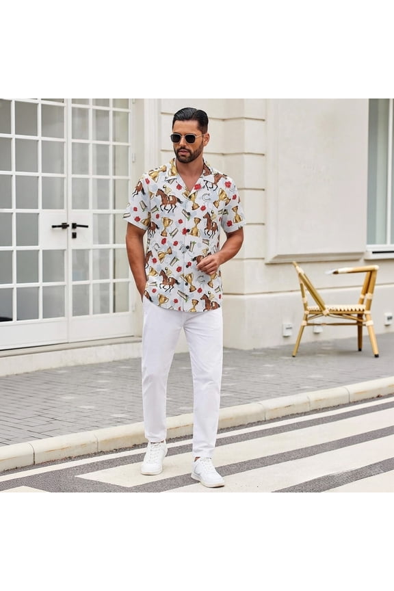 Button Down Shirts For Men Relax Lapel Short Sleeve Mango Fruit Tropical Print Oversized Casual Blouse Breath Summer Cotton For Beach Vacation And Shopping Styling Mens T Shirts White