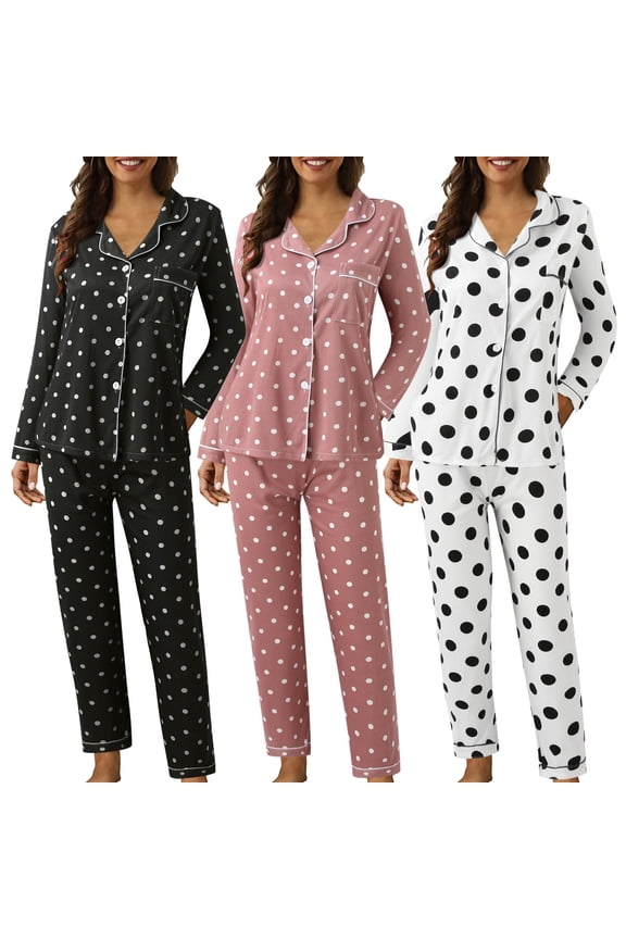 Button Up Pajamas for Women Set Soft Pjs Long Sleeve 2 Piece Lounge Sets Comfy Sleepwear A L