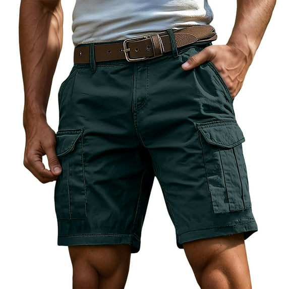 TrendOFT Cargo Shorts for Men Relaxed Fit Tactical Cargo Short Pants Retro Work Shorts with Multi Pockets Dark Green M