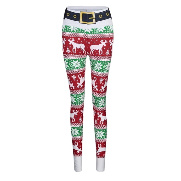 TrendOFT Christams Lifting Leggings for Women High Waisted Full Length Xmas Print Holiday Soft Yoga Pants for Workout Athletic Red S