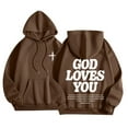 thumbnail image 1 of TrendOFT Christian Hoodies for Men God Loves You Inspirational God Sweatshirts Faith Jesus Hoodie Vintage Bible Verse Graphic Pullover Tops Coffee M, 1 of 8