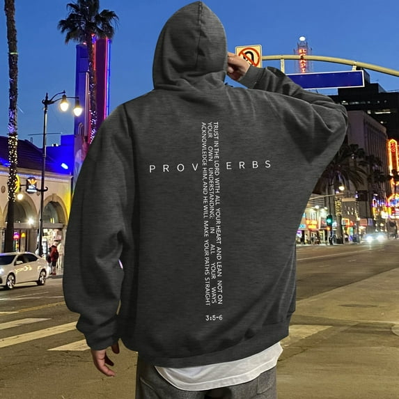 TrendOFT Christian Hoodies for Men God Loves You Inspirational God Sweatshirts Faith Jesus Hoodie Vintage Bible Verse Graphic Pullover Tops Grey XL