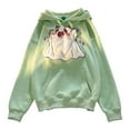 thumbnail image 1 of TrendOFT Cute Ghost Embroidered Hoodies for Women Hooded Sweatshirts Teen Girls Kawaii Cartoon Anime Lightweight Pullover Tops Green L, 1 of 6