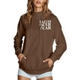 thumbnail image 1 of TrendOFT Faith Over Fear Graphic Hoodies Christian Faith Sweatshirt For Women Bible Verse Religious Hoodie Pullover Tops Khaki M, 1 of 8