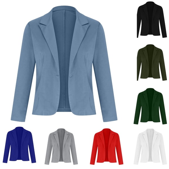 TrendOFT Fitted Blazers for Women Business Casual Blazers Open Front Long Sleeve Work Office Suit Jackets Grey S