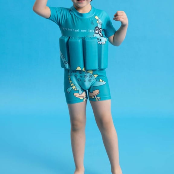 TrendOFT Floatie Swimsuit for Toddlers Boys Girls Floating Bathing Suit Baby Kids Float Learn to Swim Suit Floatation Beach Pool Blue 18-24 Months