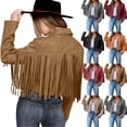 thumbnail image 1 of TrendOFT Fringe Suede Leather Jackets for Women Fall Fashion 2025 Tassel Motorcycle Cropped Coats Dance Outfits Red M, 1 of 9