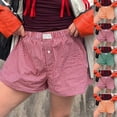 thumbnail image 1 of TrendOFT Front Button Shorts for Women Casual Plaid Print Shorts Fashion Red M, 1 of 8