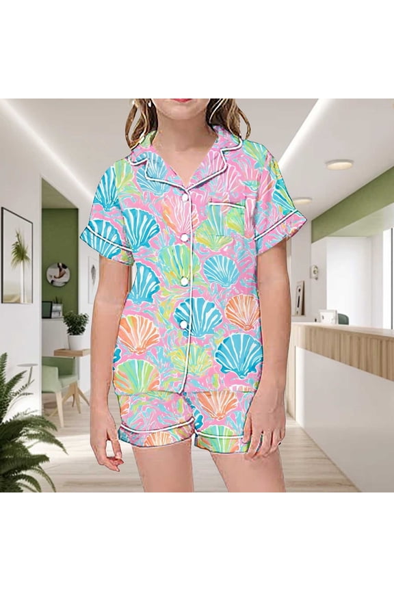 Girls Outfits Set Little Girls Casual Art Printed Top And Comfy Sleep Trousers Soft Skin Friendly Home Loungewear Casual Outfit Girls' Clothing Sets Pink