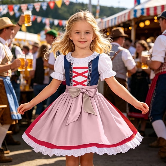 TrendOFT Kids Aprons Kids Festival Apron Solid Color Half Length Skirt Style Apron Simple Daily Wear For Holiday Party Pink One Size