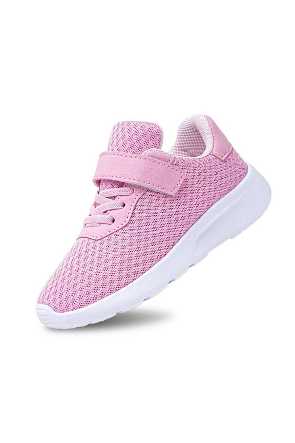 Kids Breathable Sneakers Mesh Lightweight Easy Walk Casual Sport Strap Athletic Running Shoes for Girls Pink 5-5.5 Years