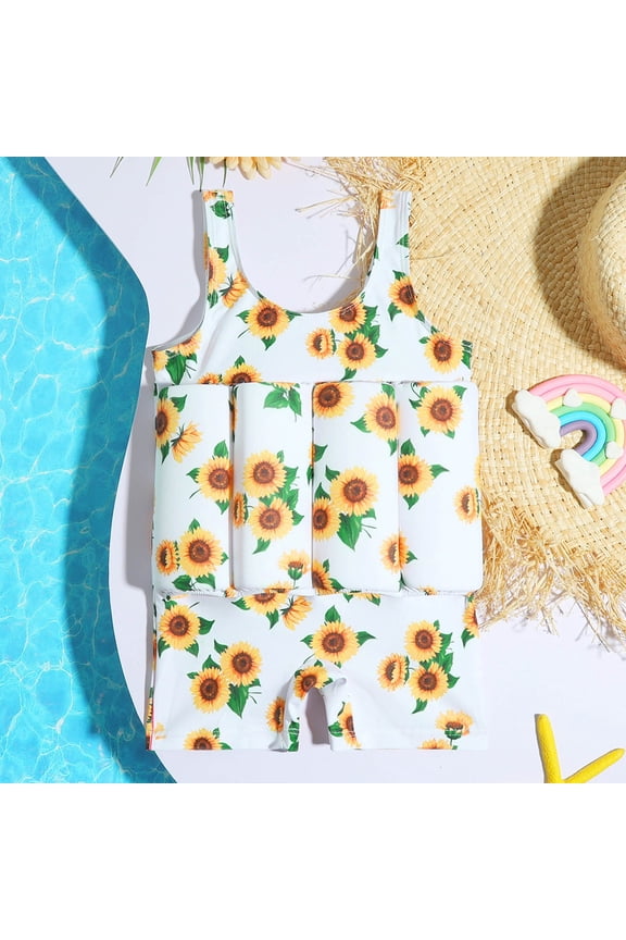 Kids Float Swimsuit Buoyancy Sticks for Baby Girl Boy One Piece Floating Swim Vest Training Aid Swimwear Orange 6-12 Months