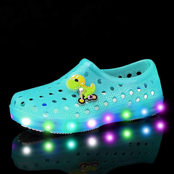 TrendOFT Kids Sandals Spring Summer Car Theme Luminous Garden Shoes For Toddler Boys Girls Mint Green2 28