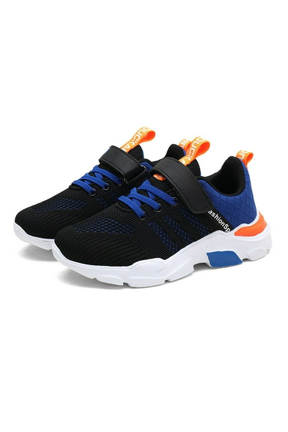 Kids Shoes for Boys Girls Sneakers Knitted Mesh Running Athletic Walking Gym Sports Lightweight Breathable Toddler Little Kid Big Kid Blue 4-4.5