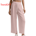 thumbnail image 1 of TrendOFT Lightweight Wide Leg Cropped Pants for Women High Waisted Loose Casual Travel Work Sweatpants Fall Sweat Lounge Pants Pink L, 1 of 4