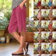 thumbnail image 1 of TrendOFT Linen Capri Pants for Women 2026 Summer Beach Vacation Trousers Elastic Waist Capris Boho Casual Travel Crop Pant Red S, 1 of 4