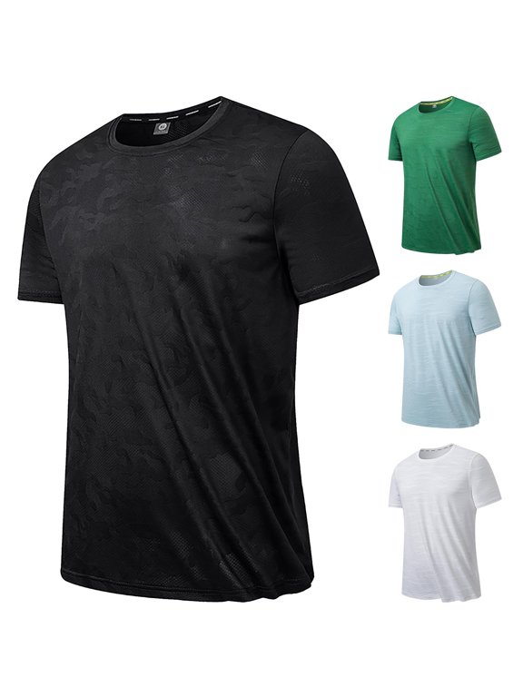 Men's Shirts Summer 4D Cloud Pinhole Camo Printed Short Sleeve Top Breathable Moisture Wicking Running Casual Wear Lightweight Relaxed Fit Athletic Apparel Mens Tops Green XXL