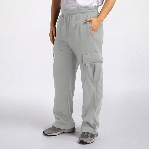 TrendOFT Mens Baggy Cargo Sweatpants Workout Stretch Loose Fit Solid Drawstring Work Sweat Lounge Pants with Multi Pockets GY1 M