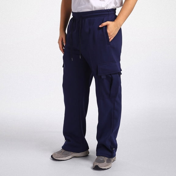 TrendOFT Mens Baggy Cargo Sweatpants Workout Stretch Loose Fit Solid Drawstring Work Sweat Lounge Pants with Multi Pockets Navy XL