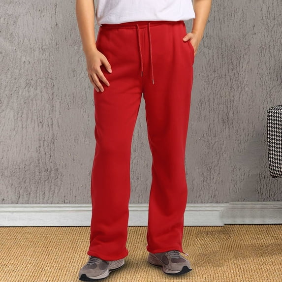TrendOFT Mens Baggy Sweatpants Athletic Workout Gym Joggers Solid Stretch Work Loose Fit Casual Pants with Drawstring Pockets Sweat Pants Red XXL