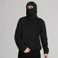 thumbnail image 1 of TrendOFT Mens Balaclava Hoodie Half Zipper Ninja Hoodie Wind Resistant Hooded Sweatshirt with Mask Athletic Coat Streewear Black L, 1 of 9