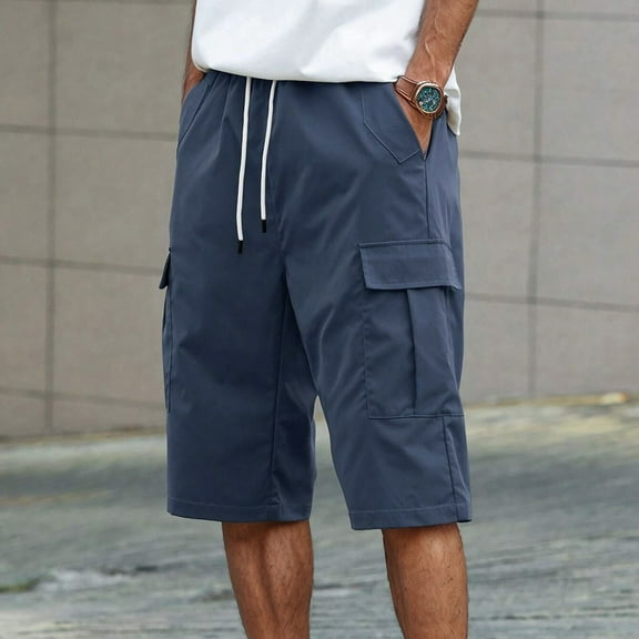 TrendOFT Mens Cargo Shorts Relaxed Fit Lightweight Casual Work Shorts for Men with 4 Pockets No Lining Navy M