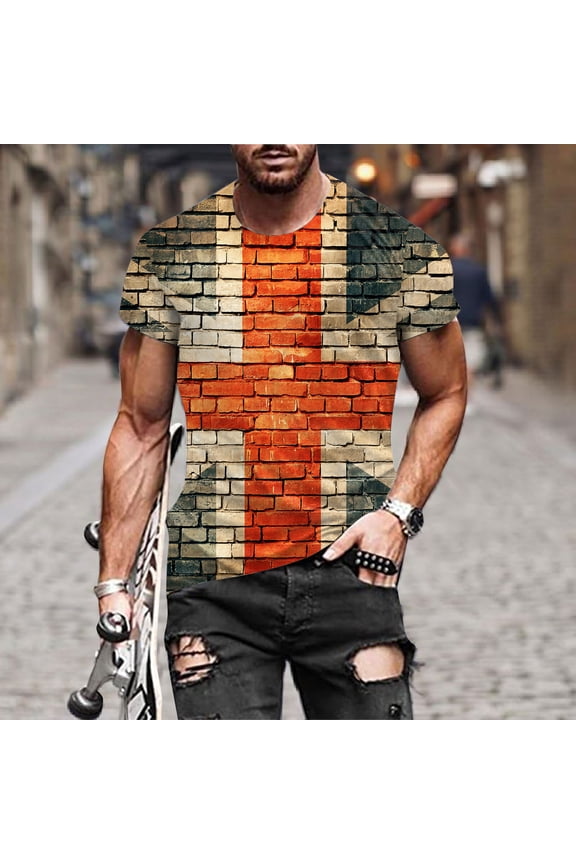 Mens Graphic Tees Country Flag Graphic Short Sleeve Crew Neck Loose Casual Outdoor Daily Wear Men's T-Shirts Blue XXL