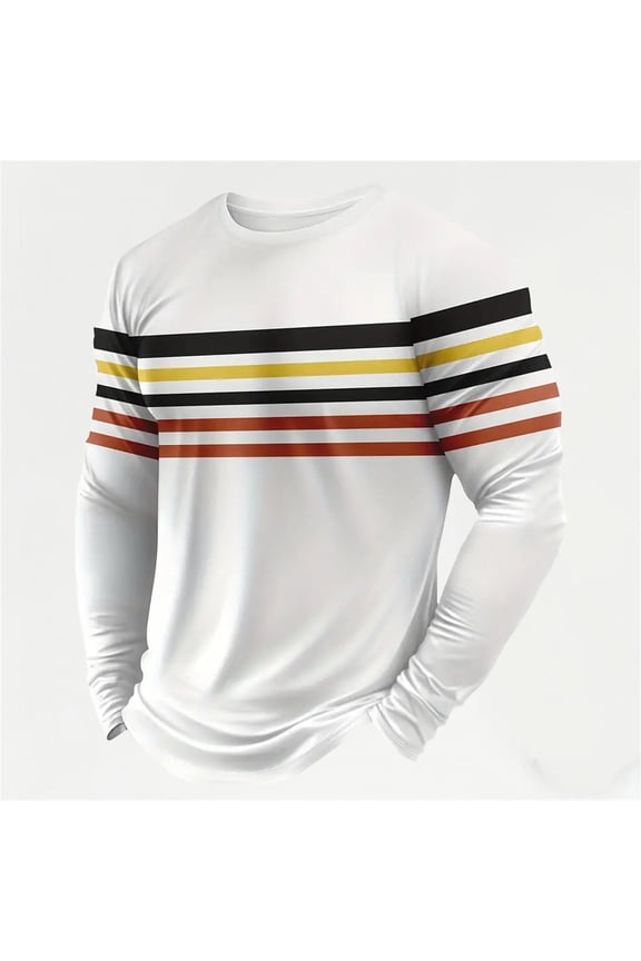 Mens Graphic Tees Long Sleeve Round Neck Plain Basic Loose Fit Tee Soft Comfy Everyday Street Casual Fashion Men's T-Shirts White L