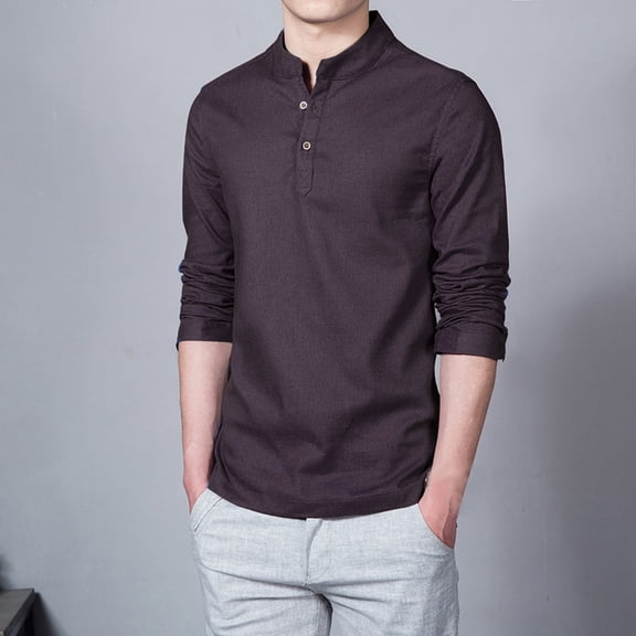 TrendOFT Mens Henley Shirts Slim Fit Long Sleeve T-Shirt Casual Basic Plain Tee Shirts Dark Gray XXXXXL