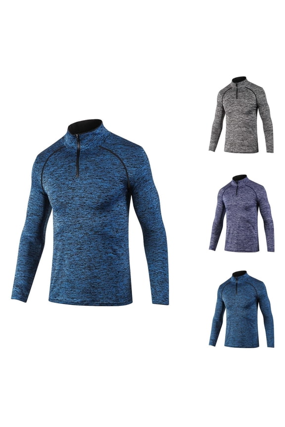 Mens Shirts Fall Winter Running Basketball Training Fitness High Neck Outdoor Sports Long Sleeve Warm Elastic Daily Tops Mens Tops Blue XXL