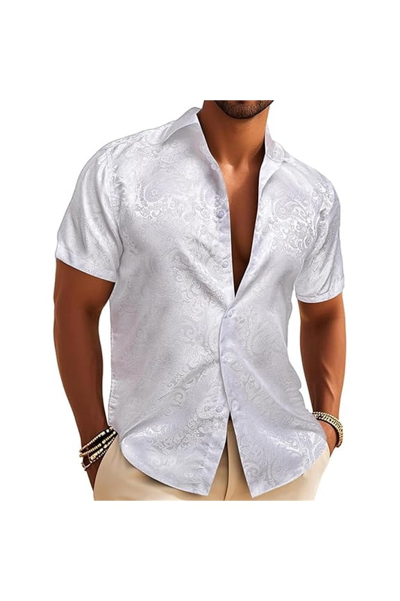 Mens Short Sleeve Button Down Shirts Versatile Casual Short Sleeve Shirt With Complete Button Placket Thin Light Fit Informal Errands And Outdoor Hangout Mens Casual Tees White