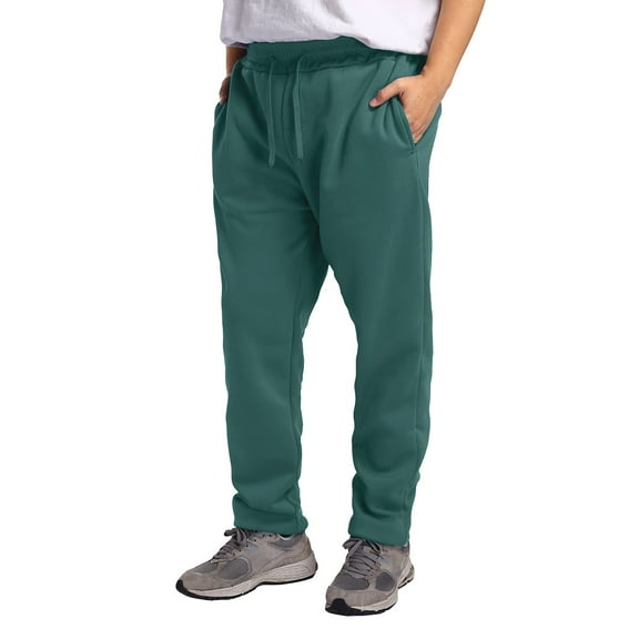TrendOFT Mens Wide Leg Sweatpants Baggy Athletic Gym Running Work Tactical Joggers with Pockets Elastic Waist Drawstring Solid Casual Pants Dark Green L