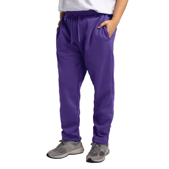 TrendOFT Mens Wide Leg Sweatpants Baggy Athletic Gym Running Work Tactical Joggers with Pockets Elastic Waist Drawstring Solid Casual Pants Purple M