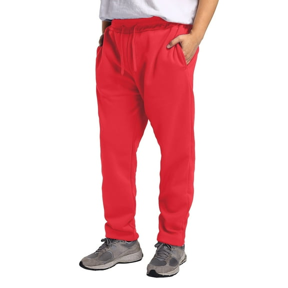 TrendOFT Mens Wide Leg Sweatpants Baggy Athletic Gym Running Work Tactical Joggers with Pockets Elastic Waist Drawstring Solid Casual Pants Red S