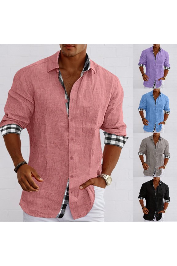 Multi Purpose Everyday Mens Casual Shirts Lapel Collar Long Sleeve Loose Cut Soft Basic Blouse For Spring Autumn All Season Styling Mens Button Down Shirts Black
