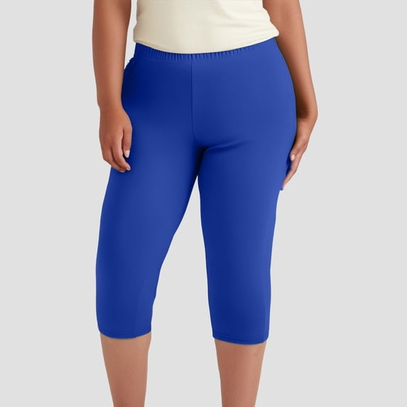 TrendOFT Plus Size Leggings for Women High Waisted Tummy Control Soft Lifting Yoga Pants for Gym Workout Blue XXL