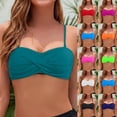 thumbnail image 1 of TrendOFT Push up Bikini Tops for Women Twist Front Removable Solid Bathing Suit Tops Swim Top Only Blue L, 1 of 4